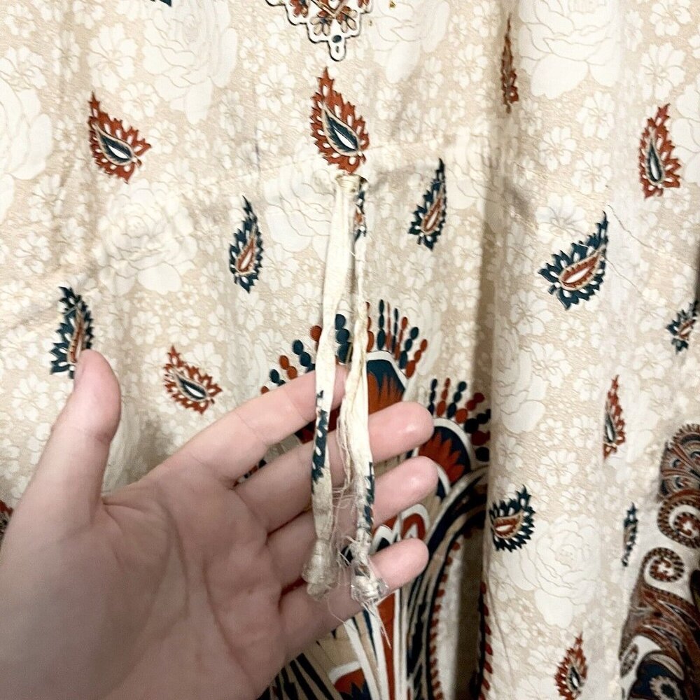 California Breeze Free Size Maxi Paisley Print Drawstring Kaftan - Picture 5 of 9